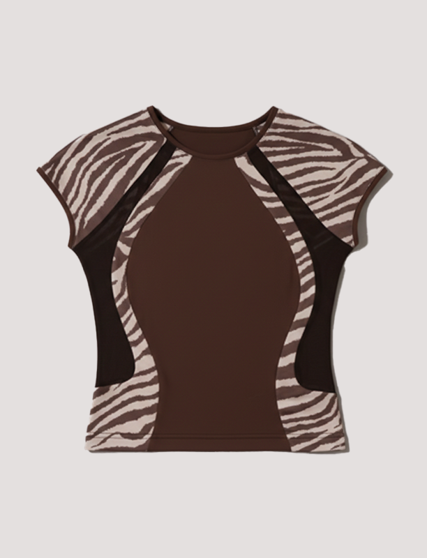 Mocha Zebra Contour Performance Tee